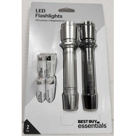 BEST BUY ESSENTIALS LED Flashlights 150 Lumens 2 Pack