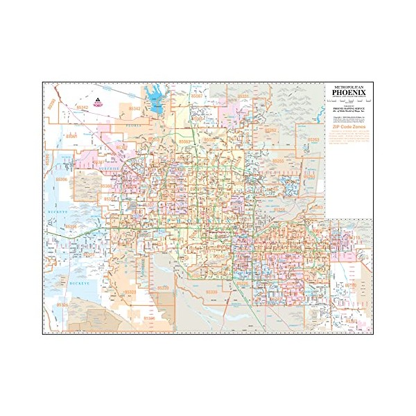 Metropolitan Phoenix Arterial and Collector Streets ZIP Code Zones Desk