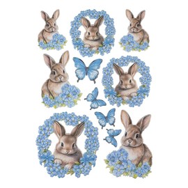 Ideen mit Herz Sticker Sheet, 3D Relief Sticker, High-Quality Embossed with 3D Effect, Window Pictures, Scrapbooking, DIN A4 Sheet with Many Motifs (Hare in a Flower Wreath)