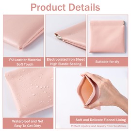 Binxus 6 Pcs Pocket Cosmetic Bag Squeeze Top Lambskin Pocket Cosmetic Bag Mini Portable Cosmetic Bags No Zipper Self-Closing Pocket Cosmetic Bag, Colorful, No Zipper Self-closing