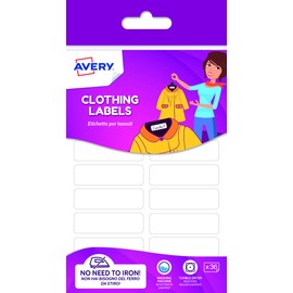 Avery Spain ETVET36-UK. Iron-On Clothing Labels 45x13mm 36 Labels per Envelope