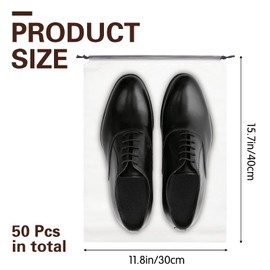 50 Pcs Translucent Travel Shoe Bags,Large Clear Shoe Bags for Storage,Protable Shoes Pouch Storage Organizers with Rope,Clear Drawstring Dust Bags for Packing,Men and Women
