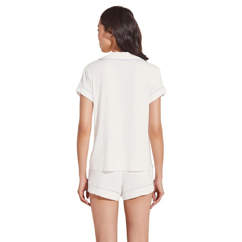 Eberjey, Women's, Gisele - Shortie Short PJ Set, White/Ice Blue,