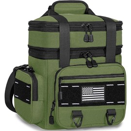 Expandable Tactical Lunch Box, Large Insulated Lunch Cooler Bag 16L Heavy Duty Leakproof for Men Adults Work Office Outdoor Picnic Trips Durable Zip lunchbox - Color: C-Army Green, Size: 16L
