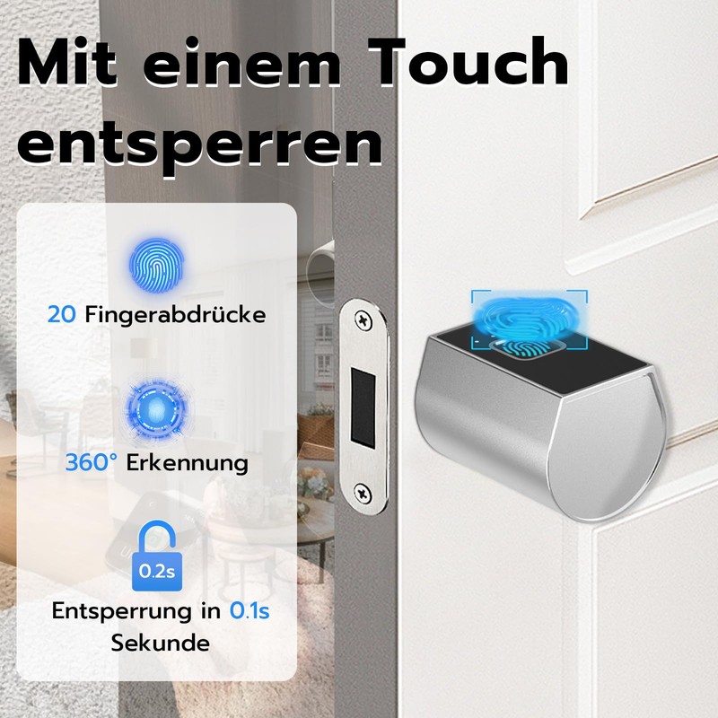 Eseesmart Fingerprint Door Lock, Electronic Door Lock Cylinder 60 mm