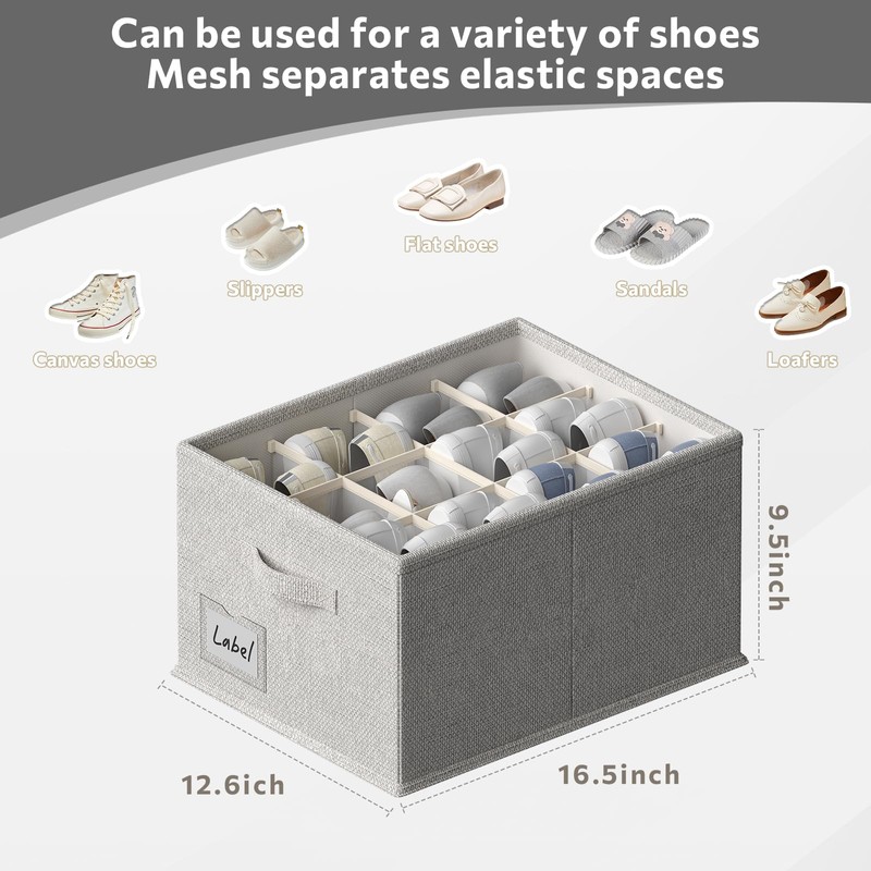 FHSQX 2 Pack Shoe Organizer for Closet,Fits up to 24