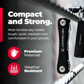KeySmart Rugged - Multi-Tool Key Holder with Bottle Opener and Pocket Clip (up to 14 Keys, Black)