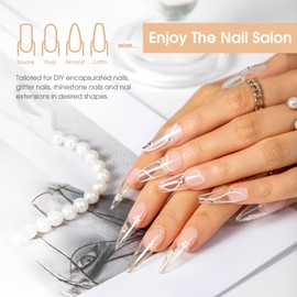 Clear Acrylic Poly Extension Gel, ROSALIND 2 PCS 60ml Poly Nail Gel kit Nail Builder for Clear Nail Art Decoration, Nail Thickening Poly Nail Gel Tube Easy to DIY Use Need UV Lamp