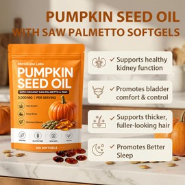 Meridease Labs Pumpkin Seed Oil Softgels with Natural Phytosterols & Essential Fatty Acids, Cold Pressed Formula for Urinary Health, Hair & Skin Support, Non-GMO Daily Wellness Supplement (1)