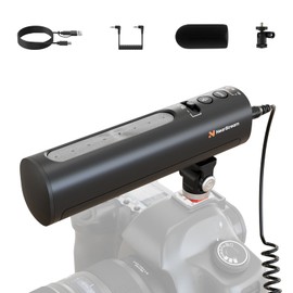 NearStream Shotgun Microphone for Camera with Cold Shoe Mount, USB Condenser Microphone for DSLR, PC, Podcast Mic with 8 Mic Array/12H Battery/3 Polar Pattern/Volume Control/Monitoring (AM10B)