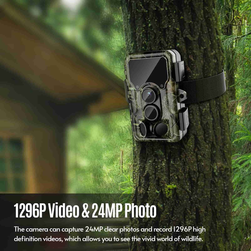24MP Camera Night Vision Movement 1296P HD IP65 Water Resistant