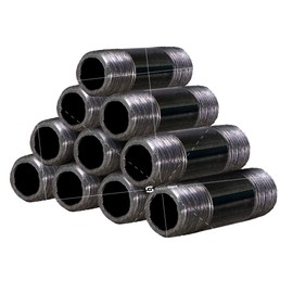 Supply Giant 1/2 Inch Black Half Inch Malleable Steel Pipes Nipples Fitting Closed Build DIY Vintage Furniture, 1/2" x 3-1/2"