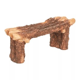 Unbranded 3" Miniature Log Bench with Blue Flowers