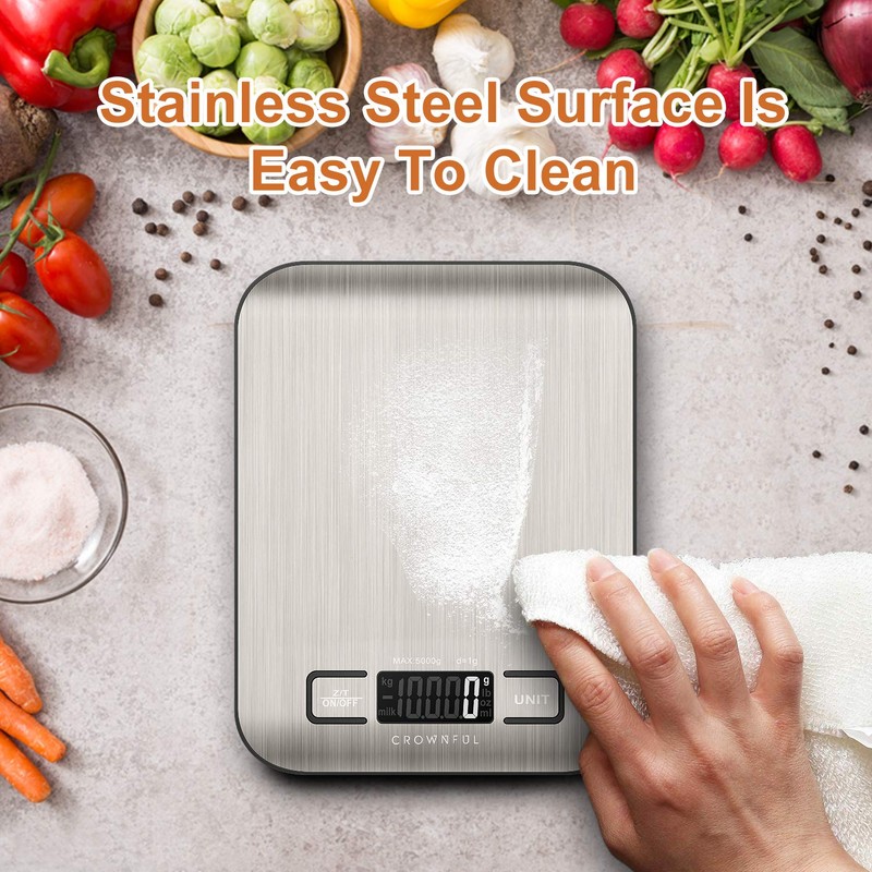 CROWNFUL Food Scale, 11 lb Digital Kitchen Scales with Built-in