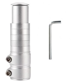 Bicycle Handlebar Extension, Bike Stem Riser, Bicycle Handlebar Lift, Adjustable Riser Stem, for Raising Bike Handlebars up to 10 cm for Racing Bike, BMX (Silver)