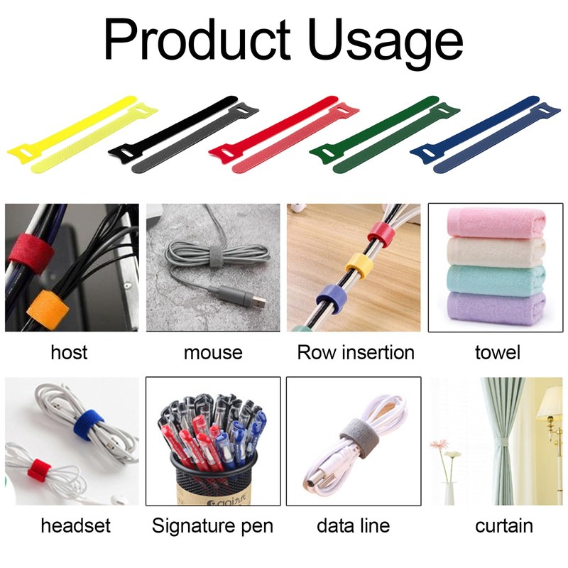 Pack of 100 Velcro Cable Ties, Velcro Cable Ties, Reusable