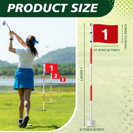 Threehoney Golf Flagstick 6ft, Golf Pin Flag Hole Cup Set Putting Green Flags and Poles Numbered Golf Flags for Driving Range Backyard, Portable 5 Section Design for Golf Practice, Gift Idea(3 Pack)