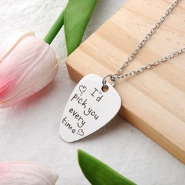 Husband Anniversary Birthday Gifts for Her Him Boyfriend I'd Pick You Every Time Necklace for Girlfriend Husband Valentines Day Gifts for Bf Wife Necklace Gifts for silver necklace for men women adults