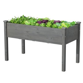 S AFSTAR Raised Garden Bed, Elevated Wooden Planter Box, 49.5”L x 23.5”W x 30”H, Outdoor Gardening Planting Bed for Vegetables, Flowers & Herbs Grow, Great for Backyard, Patio, Lawn (Gray)