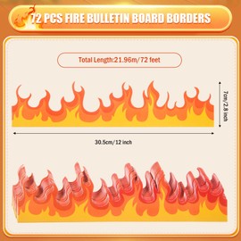 AWIZOM 72 Feet Fire Bulletin Board Borders Burning Fire Bulletin Board Trims Die-Cut Red Orange Flame Scalloped Classroom Border for School, Homeschool, Back to School Decor, Firefighter Theme Decor