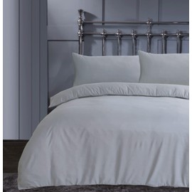 Linen Home Silver Single Duvet Set Plain Dyed Soft Microfibre Single Quilt Cover with 1 Pillowcase,Easy Care Wrinkle Free Single Bedding Set of 2 Pcs (Single, Silver)