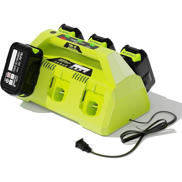 6-Port Fast Charger for Ryobi P135/P117 18V Li-Ion Battery w/
