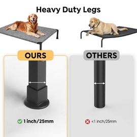 Veehoo Heavy Duty Elevated Dog Bed, Raised Dog Bed with Washable & Breathable Teslin Mesh, Non-Slip Silicon Feet, Cooling Dog Cot Bed, Pet Bed for Indoor or Outdoor, 41" x 27", Black Silver, CWC2432