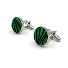 S&W SHLAX&WING Emerald Green Black Ripple for Suit Jacket Wedding Matching Cufflinks