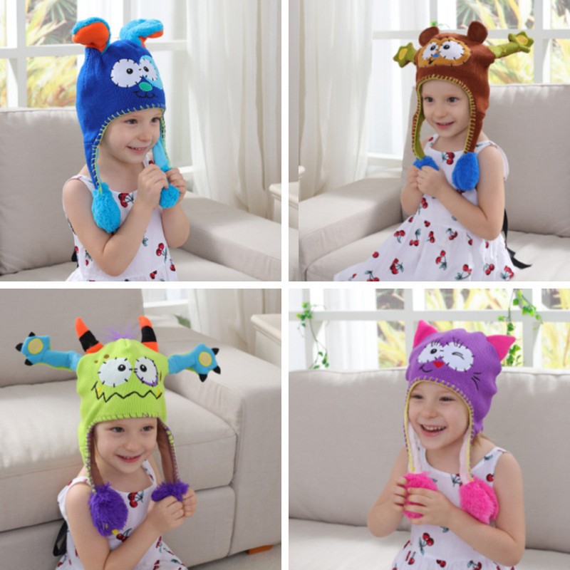 Plush Moving Ears Hat Cartoon Funny Hat Kids Winter Hats