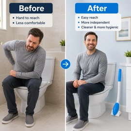 Self-Wipe Toilet Aid with 40 cm Long Handle – Foldable Personal Hygiene Wiping Aid with Tissue Release for Limited Mobility & Travel