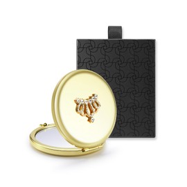 OMIRO 1X/10X(300R) Magnifying Compact Mirror, Gift to Women Thanksgiving Day Unique Birthday Gifts for Her Girlfriend Wife Mom Best Friend Sister Daughter Coworker (Gold, Crown Engraved)