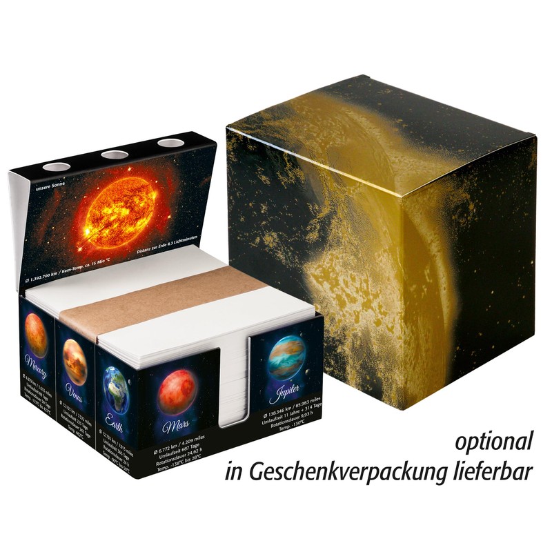 "Solar" Memo Box Made of Sturdy Glued Solid Cardboard, Notes