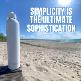 Chapie Vacuum Insulated Water Bottle - 34oz, (1L) Leakproof, Fits Any Cup Holder, Matching Carabiner, Stainless Steel, Gym, Outdoor, Sports for Men, Women & Kids - Double Walled (Purple Sunrise)