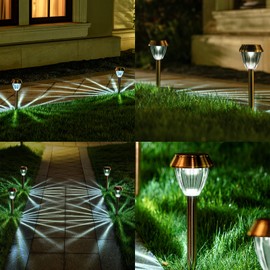 SOLATINO Solar Pathway Lights Outdoor Waterproof, 6 Pack Solar Outdoor Lights Bright Up to 12 Hrs, 15 Lumens Garden Light LED Landscape Lighting Stainless Steel Walkway Light, Cold White