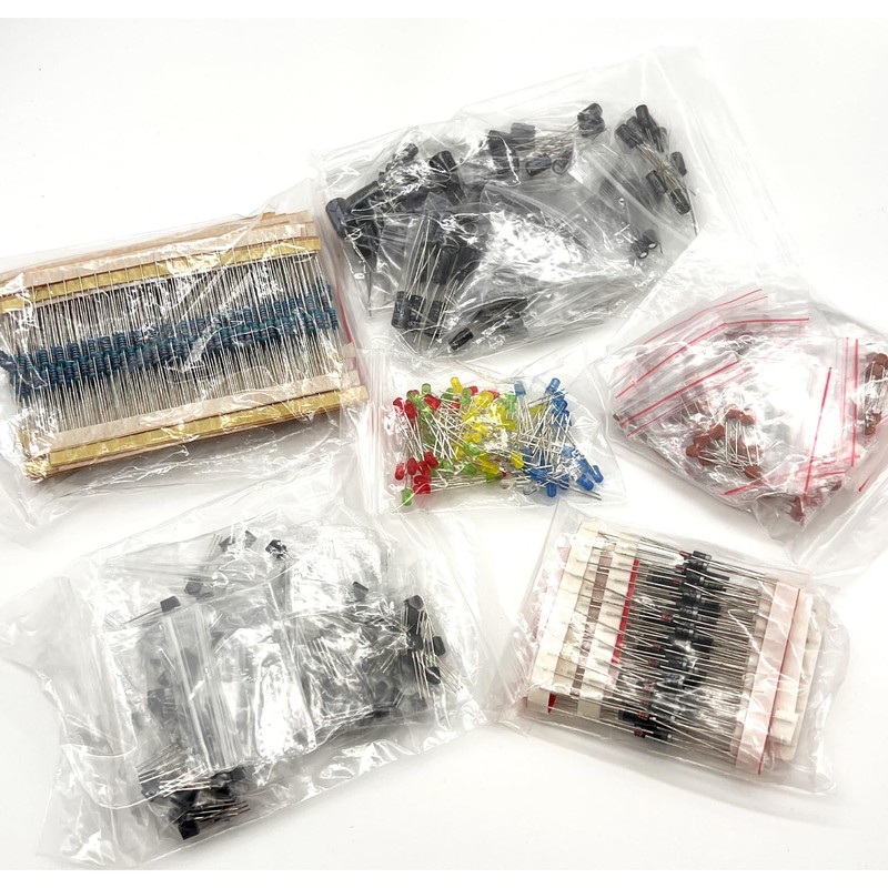 1390pcs Electronic Components Kit LED Diodes Metal Film Resistors Electrolytic