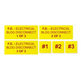 F.D. - Electrical BLDG Disconnect - Placard | Label - Fire Department | Photovoltaic Solar System Install Kit (1of3-2of3-3of3)