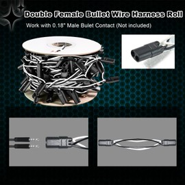 Wodvyss 150-Counts 2-Prong Double Female Bullet Plug Wire Harness Roll - 6" Lead Between Plugs for LED Marker Clearance Lights