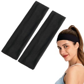 2 PCS 7cm Wide Black Headbands for Women Men, Fashion Head Bands, Headbands for Women's Hair, Sports Hair Bands for Men, Stretchy Hair Bands for Makeup, Yoga, Running, Gym（2 PCS Black）