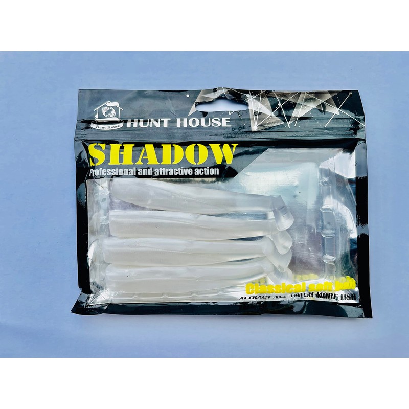 Hunthouse Minnow Tail (White, 4pcs, 100mm) - Bass, Cod, Pike