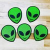 Alien Head Patch Embroidered Iron-On UFO Extraterrestrial Green Smiling Applique
