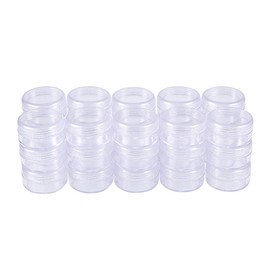 BENECREAT 30-Piece Set of 30 10ml Round Case Beads, Cosmetics, Nail Parts Storage, Refill Container, Small Storage Box, Clear