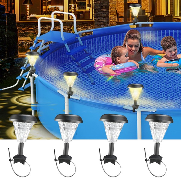 Upgraded 1000mAh Solar Pool Lights for Above Ground Pools -