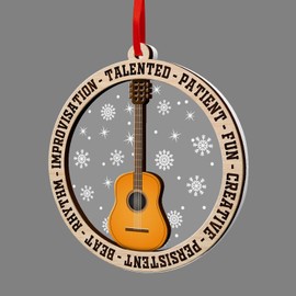 GOSBLUE Guitar Ornaments for Christmas Tree, Guitar Classic Ornament 2 Layer Wood & Acrylic Decoration, Guitar Keepsake Decor 2023, Gifts for Guitar Lovers, Guitarist, Music Lovers, Guitar Teacher.