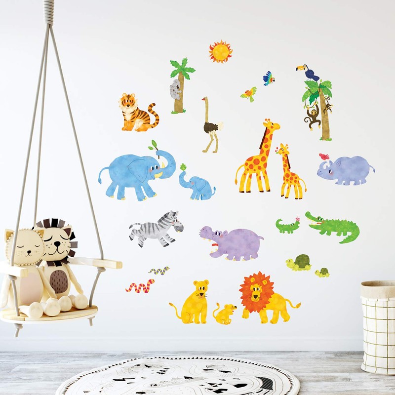 DECOWALL DW-1513N Jungle Animals Jungle Animals Wall Sticker Wall Decoration