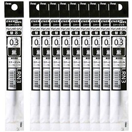 Pentel EnerGel Liquid Gel Ballpoint Pen Refill 0.3mm Black Ink 10 Refills Set