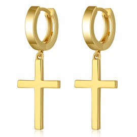 Cross Earrings for Women Silver Cross Hoop Earrings for Men Cross Dangle Earrings Sterling Silver Cross Earrings for Unisex White Gold Plated Cross Earrings Hanging Yellow Gold Cross Earrings Jewelry