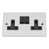 Wall Socket Double / 2 Gang - Polished Chrome Flat