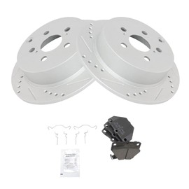 Rear Performance Brake Pad & Rotor Kit Brake Pads Brake Rotors Set Ceramic Premium G-Coated Compatible with 2003-2006 Pontiac Vibe 2000-2005 Toyota Celica 2005-2006 Corolla Matrix