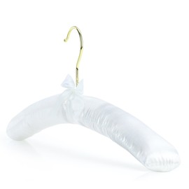 HANGERWORLD White Satin Padded Hangers - 4 Pack, 17inch Adult Size, No Shoulder Bump Coat Hangers