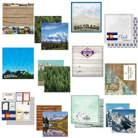 Custom Bundle - 12 Colorado Rocky Mountains Travel Vacation Themed 12" x 12" Scrapbook Papers - Various Brands